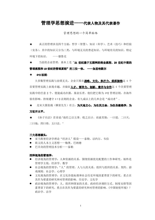 西方管理思想史上的代表人物及当代管理学大师