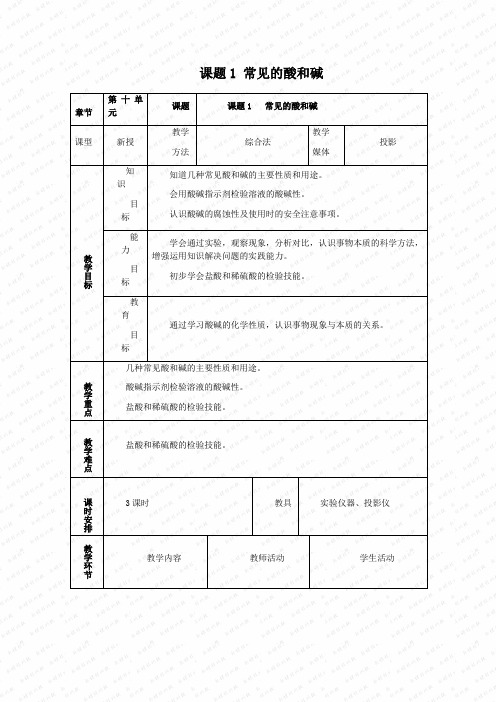 常见的酸和碱--教案