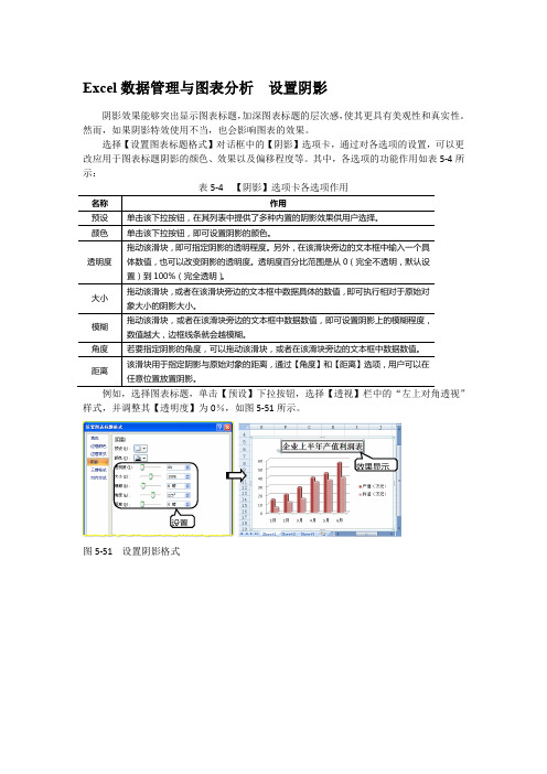 Excel数据管理与图表分析  设置阴影