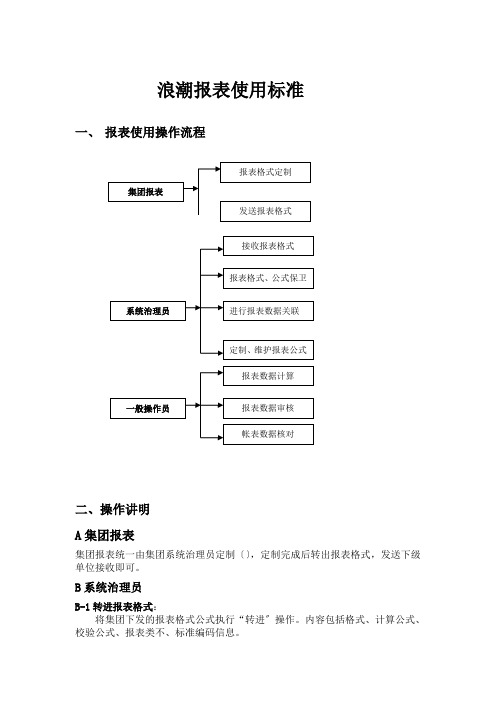 浪潮报表使用规范概述