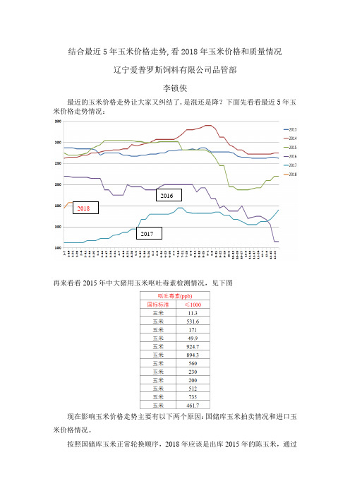 结合近5年玉米价格走势,看2018年玉米价格和质量情况