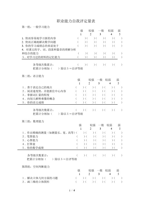 职业能力自我评定量表(DOC)