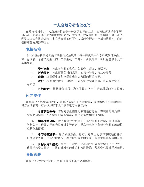 个人成绩分析表怎么写