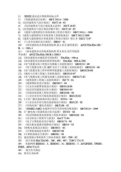 弱电施工依据规范大全