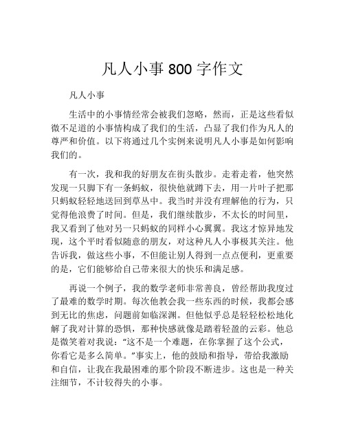 凡人小事800字作文