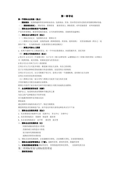 国际企业管理重点