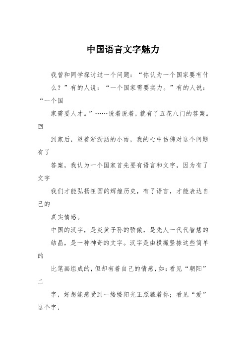 初中议论文作文：中国语言文字魅力