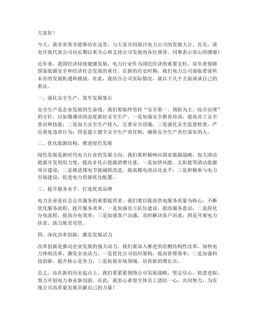 电力公司副总发言稿范文