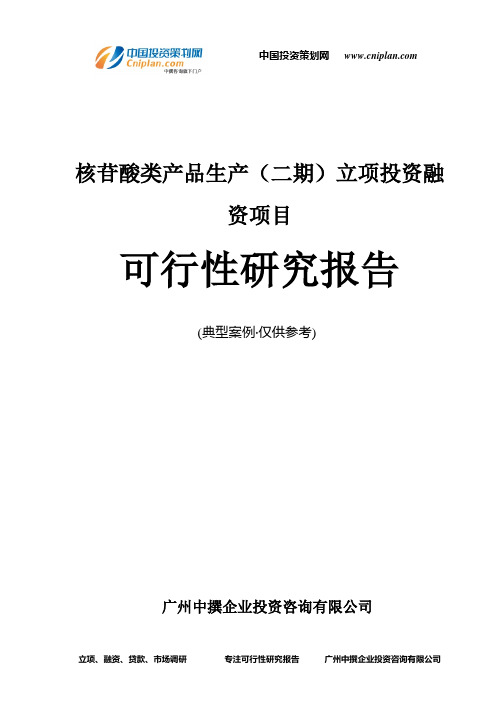 核苷酸类产品生产(二期)融资投资立项项目可行性研究报告(中撰咨询)