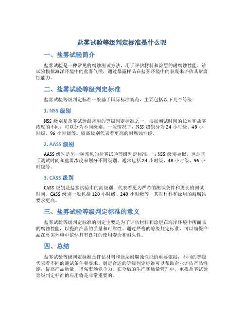 盐雾试验等级判定标准是什么呢