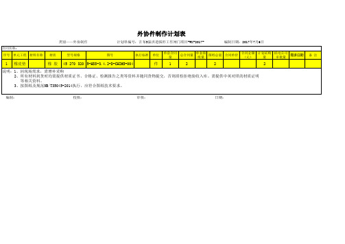 外协件清单