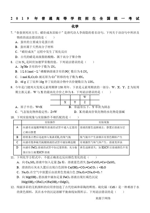 2019年高考 化学2卷(答案)精排word版