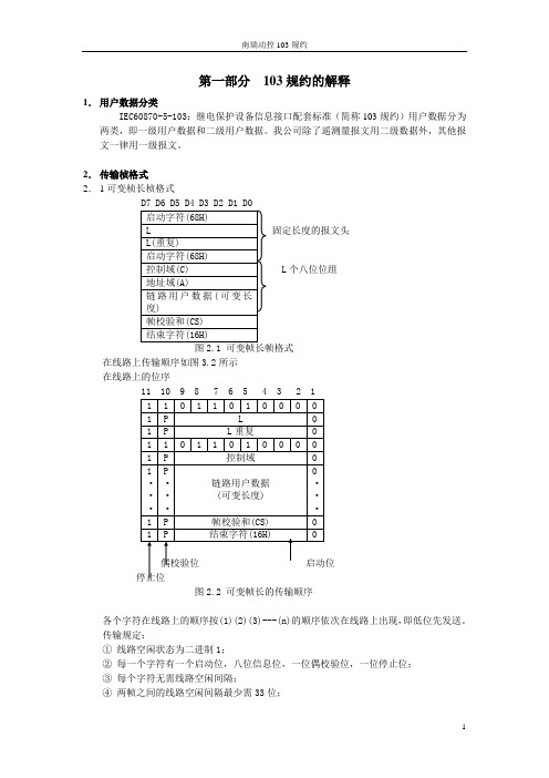 南瑞动控103规约的解释和举例