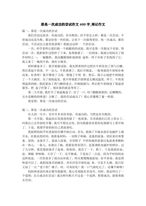 那是一次成功的尝试作文400字_周记作文