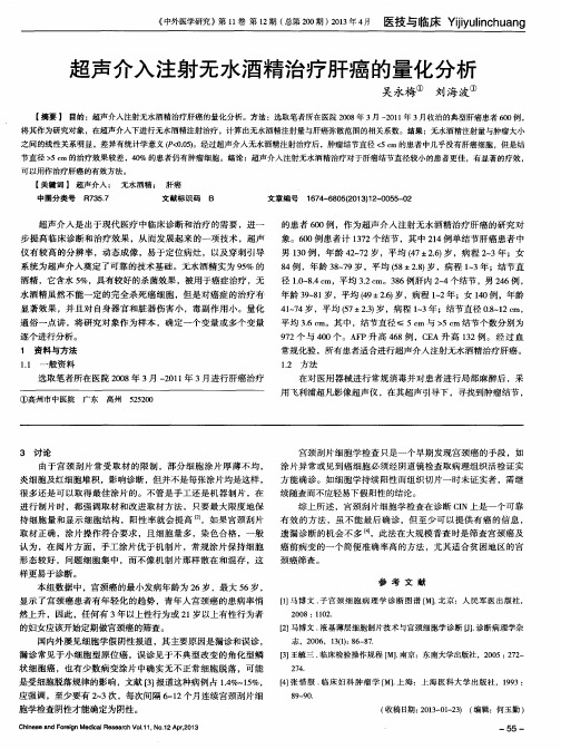 超声介入注射无水酒精治疗肝癌的量化分析