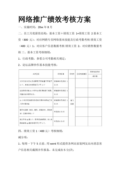 网络推广绩效考核方案