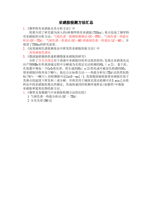 亚硝胺检测方法汇总