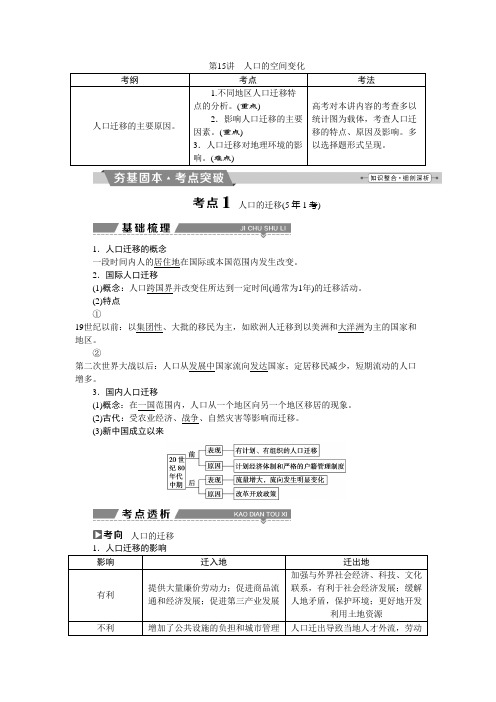 [备考资料]高考地理一轮总复习教案：第六章第15讲人口的空间变化.doc