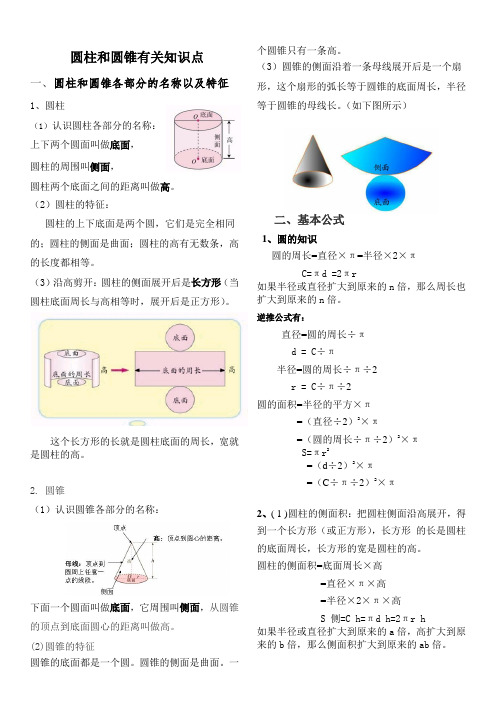 第一单元圆柱和圆锥知识点归纳总结