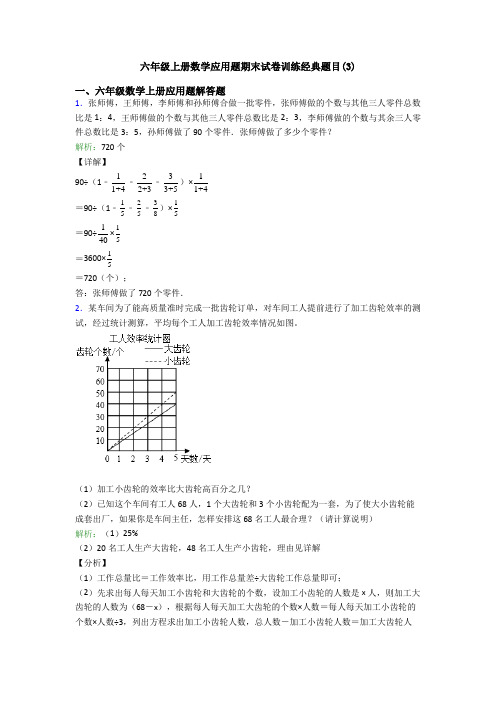 六年级上册数学应用题期末试卷训练经典题目(3)