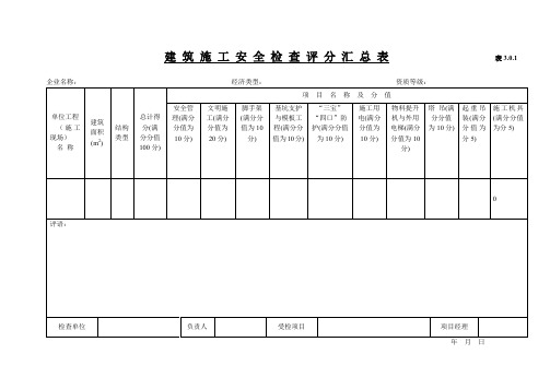 建筑施工安全检查标准(JGJ59—99)全套表格