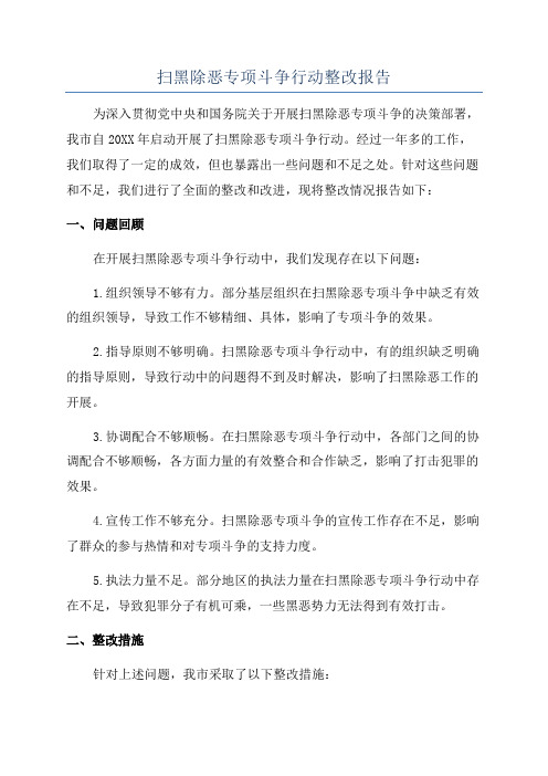 扫黑除恶专项斗争行动整改报告