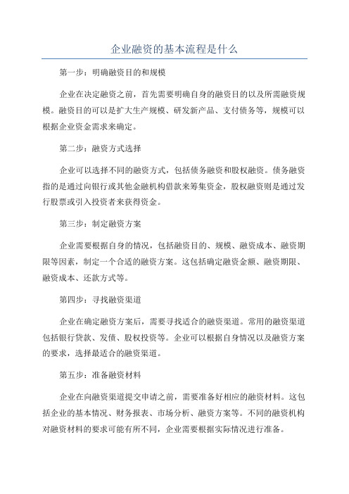 企业融资的基本流程是什么