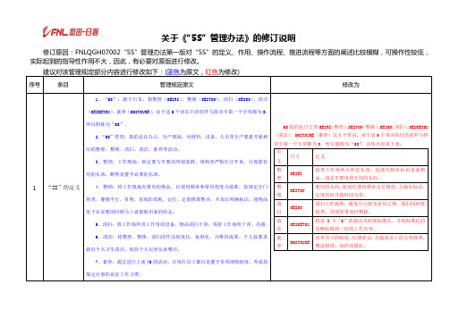 “5S”制度修订对比表