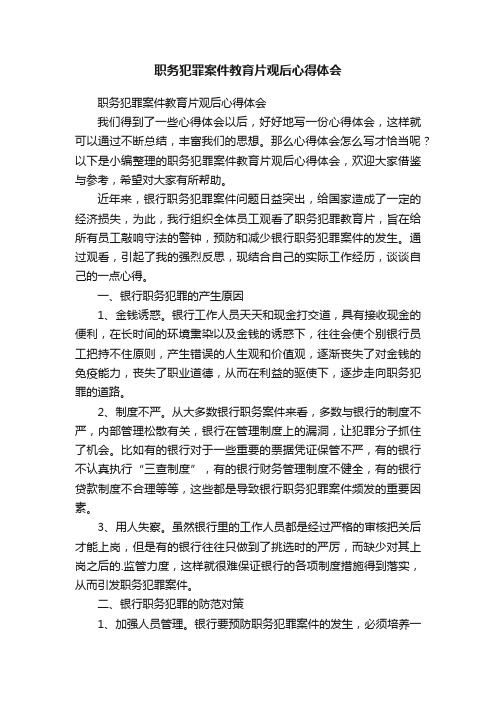 职务犯罪案件教育片观后心得体会