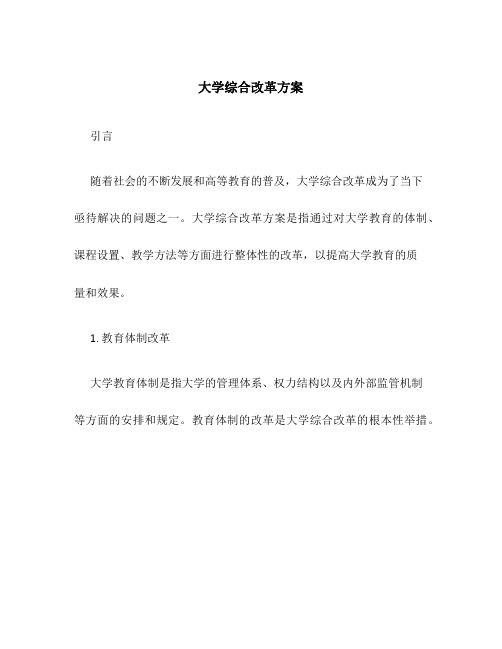 大学综合改革方案