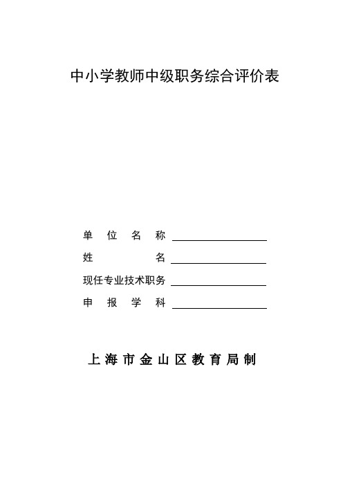 中小学教师中级职务综合评价表