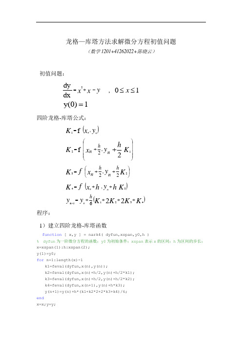 龙格库塔法求微方程matlab