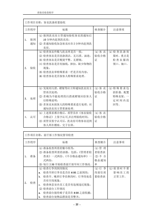 客衣洗涤质量验收