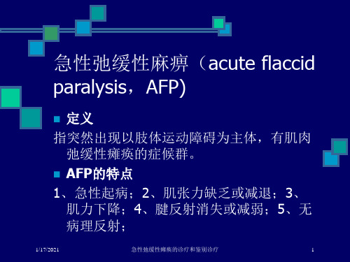 急性弛缓性瘫痪的诊疗和鉴别诊疗培训课件