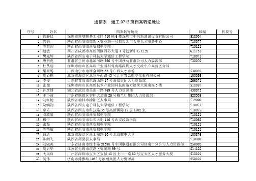 0712档案转递地址