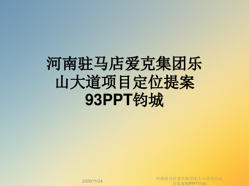 河南驻马店爱克集团乐山大道项目定位提案93PPT钧城