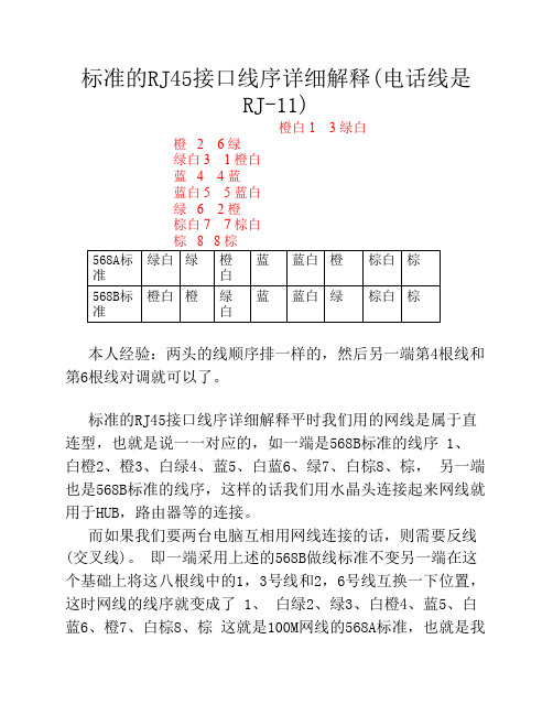 水晶头做法(网线接口线排列RJ45)