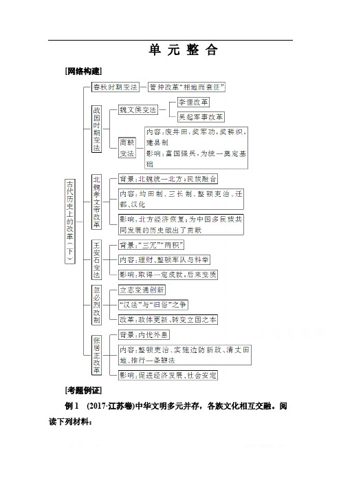 2019秋历史·选修1(岳麓版)演练：第二单元 单 元 整 合 