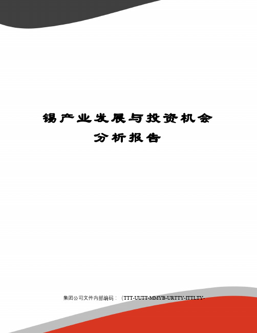 锡产业发展与投资机会分析报告
