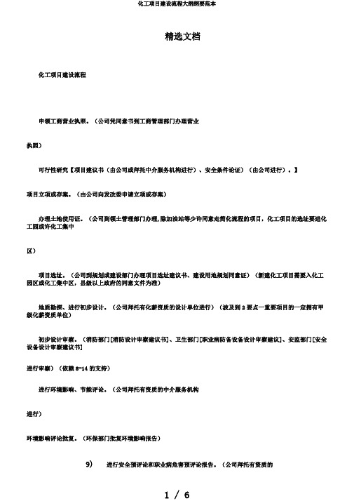 化工项目建设流程大纲纲要范本