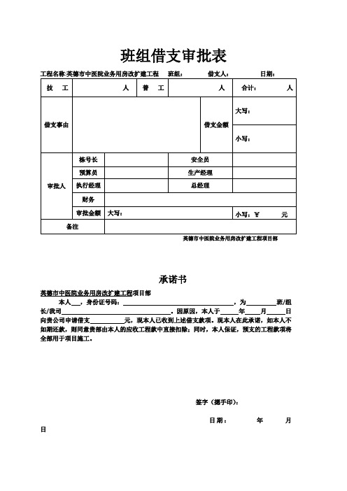 班组借支审批表10.3