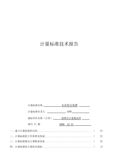 水表计量标准技术工作报告