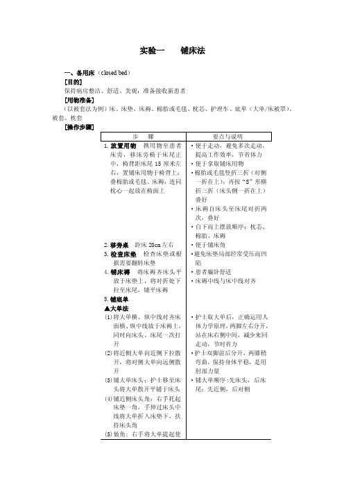 《护理学》实验一铺床法