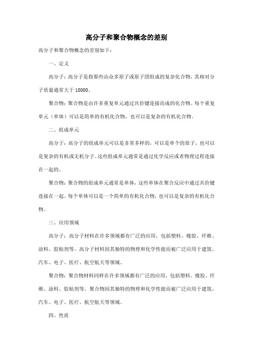 高分子和聚合物概念的差别