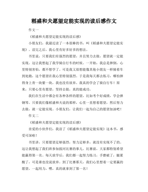 稻盛和夫愿望定能实现的读后感作文