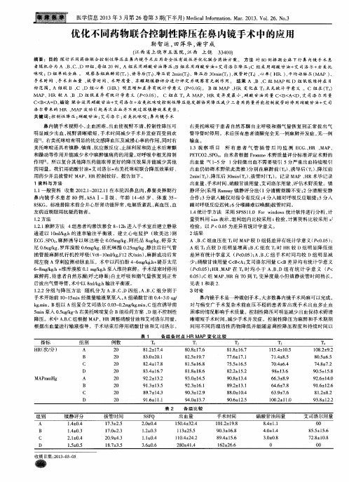 优化不同药物联合控制性降压在鼻内镜手术中的应用