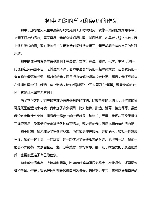 初中阶段的学习和经历的作文