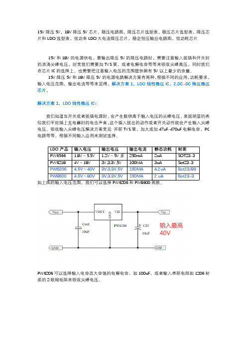 15V降压5V,18V降压5V的IC和LDO芯片的方案