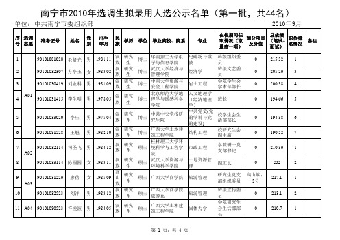 2010南宁公示