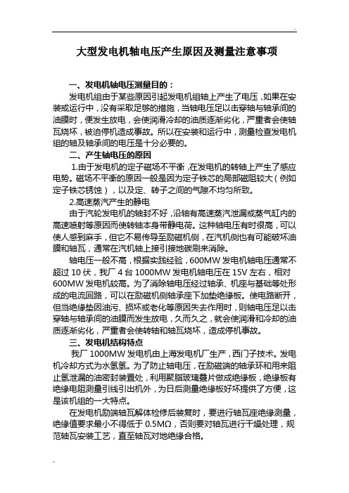 大型发电机轴电压产生原因及测量注意事项